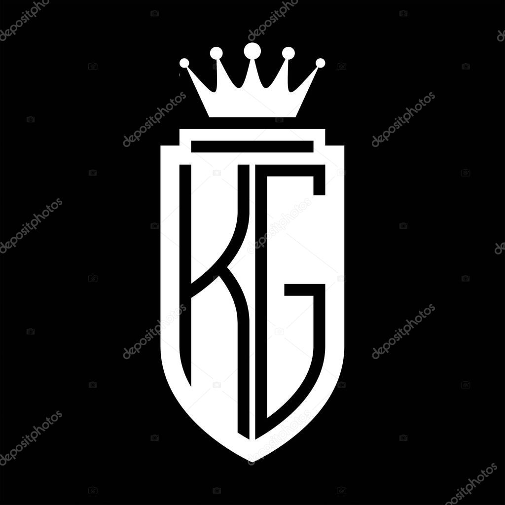 KG Vector logo initials shield with royal crown minimalist, elegant style with inside shield outline