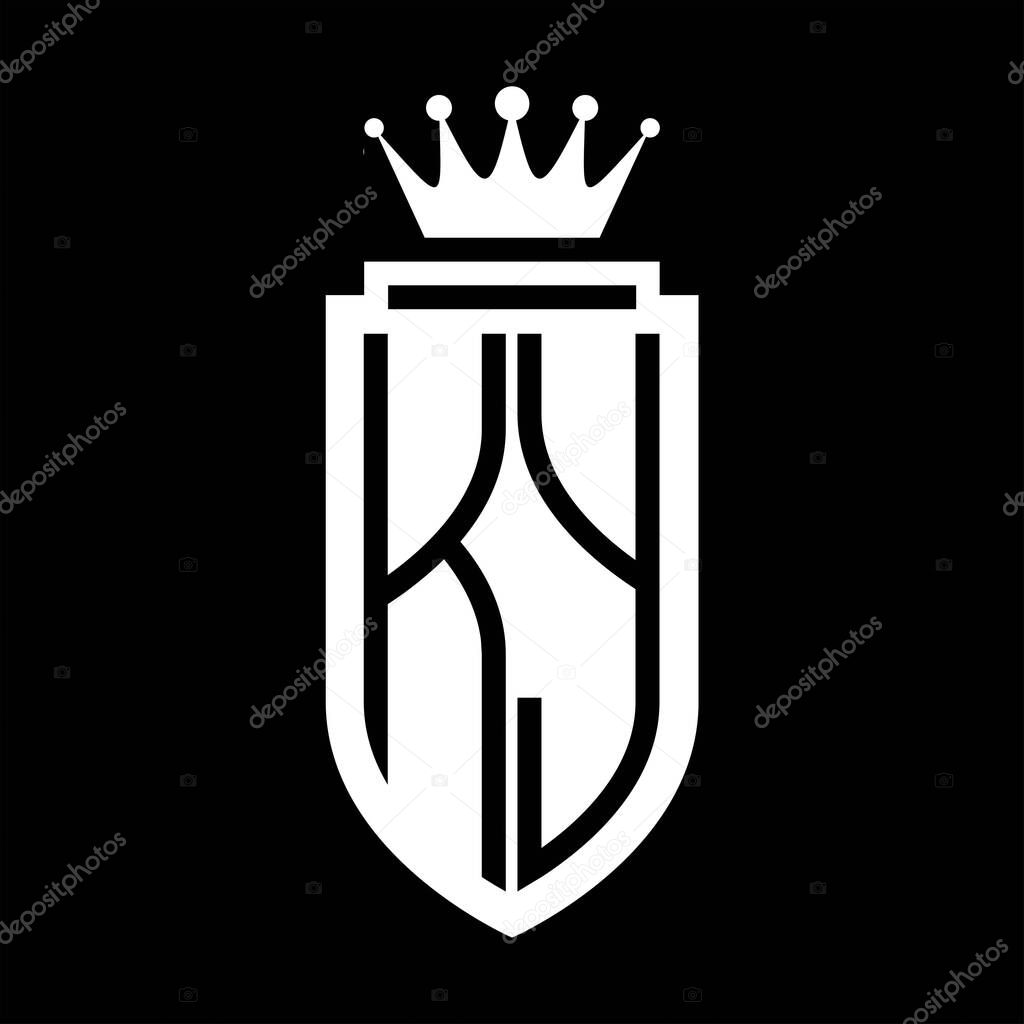 KY Vector logo initials shield with royal crown minimalist, elegant style with inside shield outline