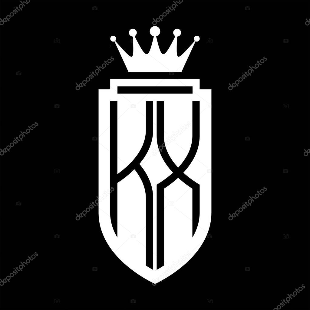 KX Vector logo initials shield with royal crown minimalist, elegant style with inside shield outline