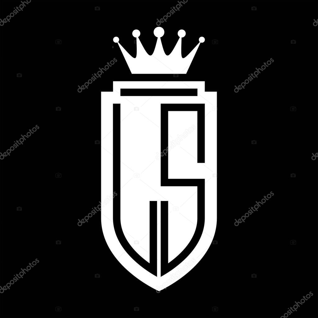 LS Vector logo initials shield with royal crown minimalist, elegant style with inside shield outline