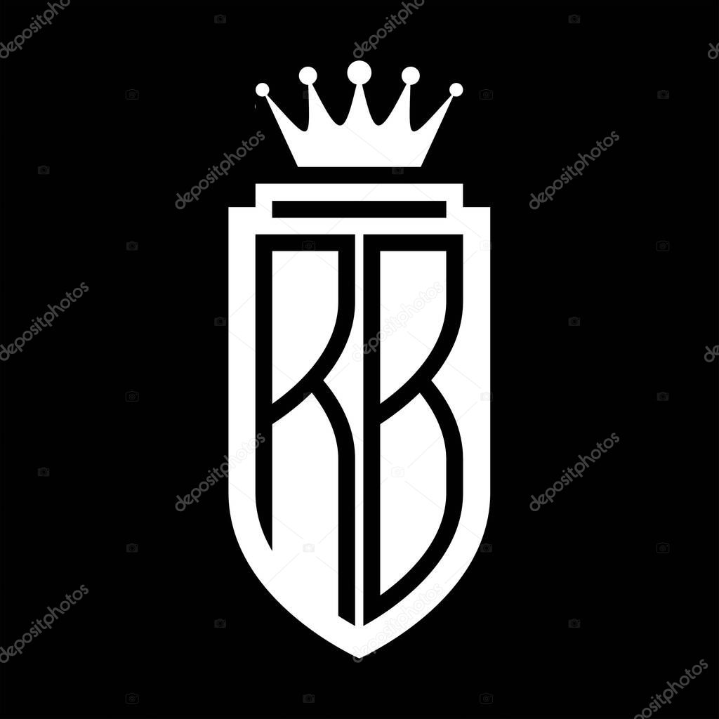 RB Vector logo initials shield with royal crown minimalist, elegant style with inside shield outline