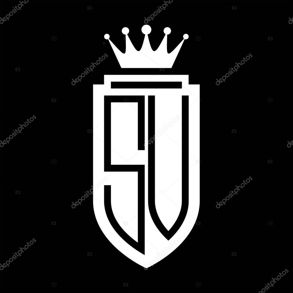 SV Vector logo initials shield with royal crown minimalist, elegant style with inside shield outline