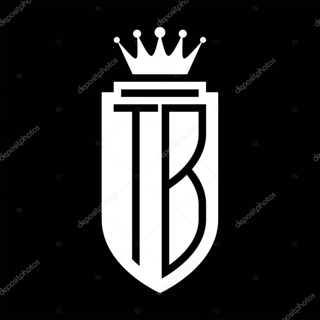TB Vector logo initials shield with royal crown minimalist, elegant style with inside shield outline