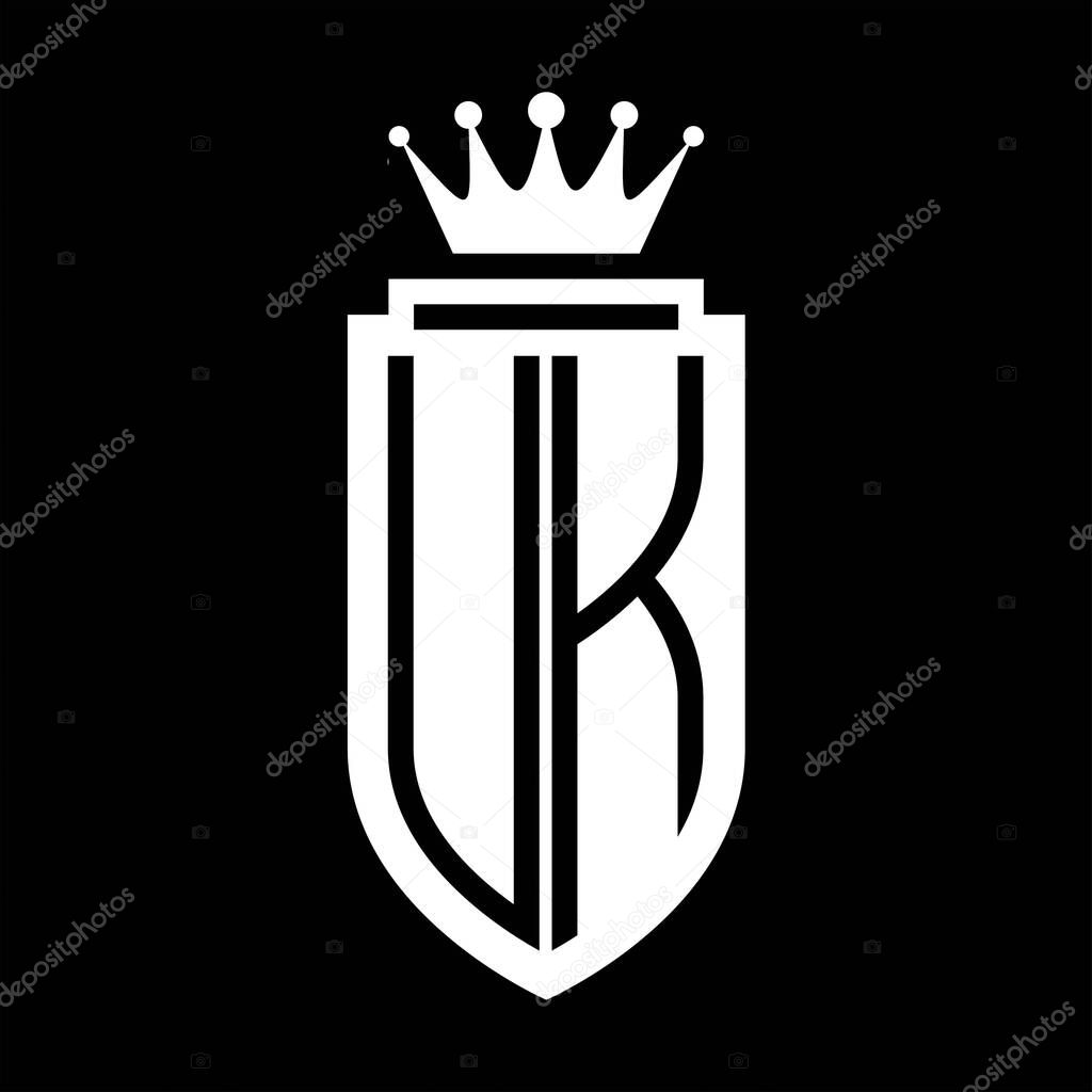 UK Vector logo initials shield with royal crown minimalist, elegant style with inside shield outline