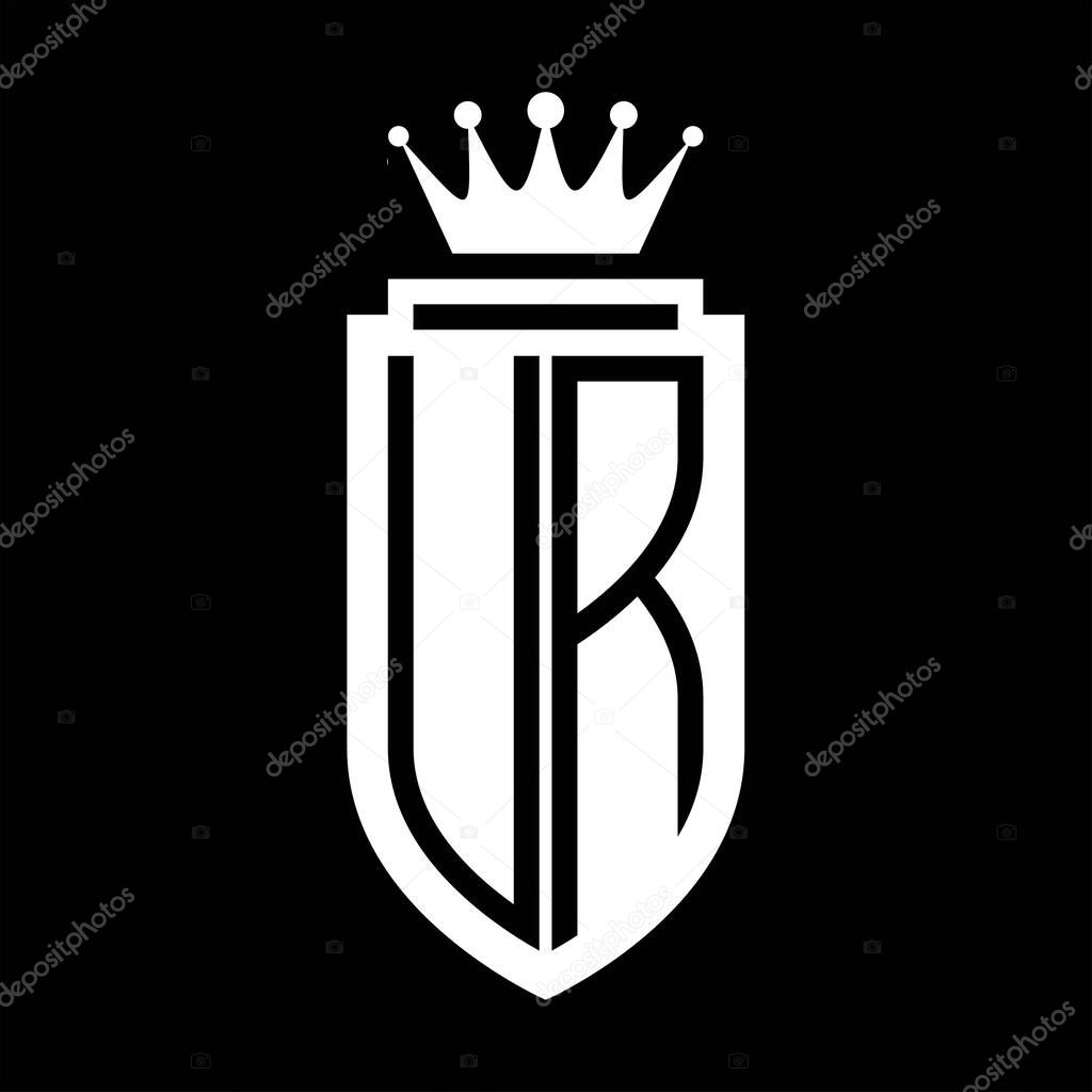 UR Vector logo initials shield with royal crown minimalist, elegant style with inside shield outline