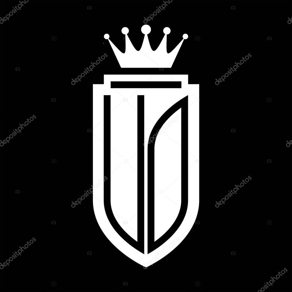 UO Vector logo initials shield with royal crown minimalist, elegant style with inside shield outline