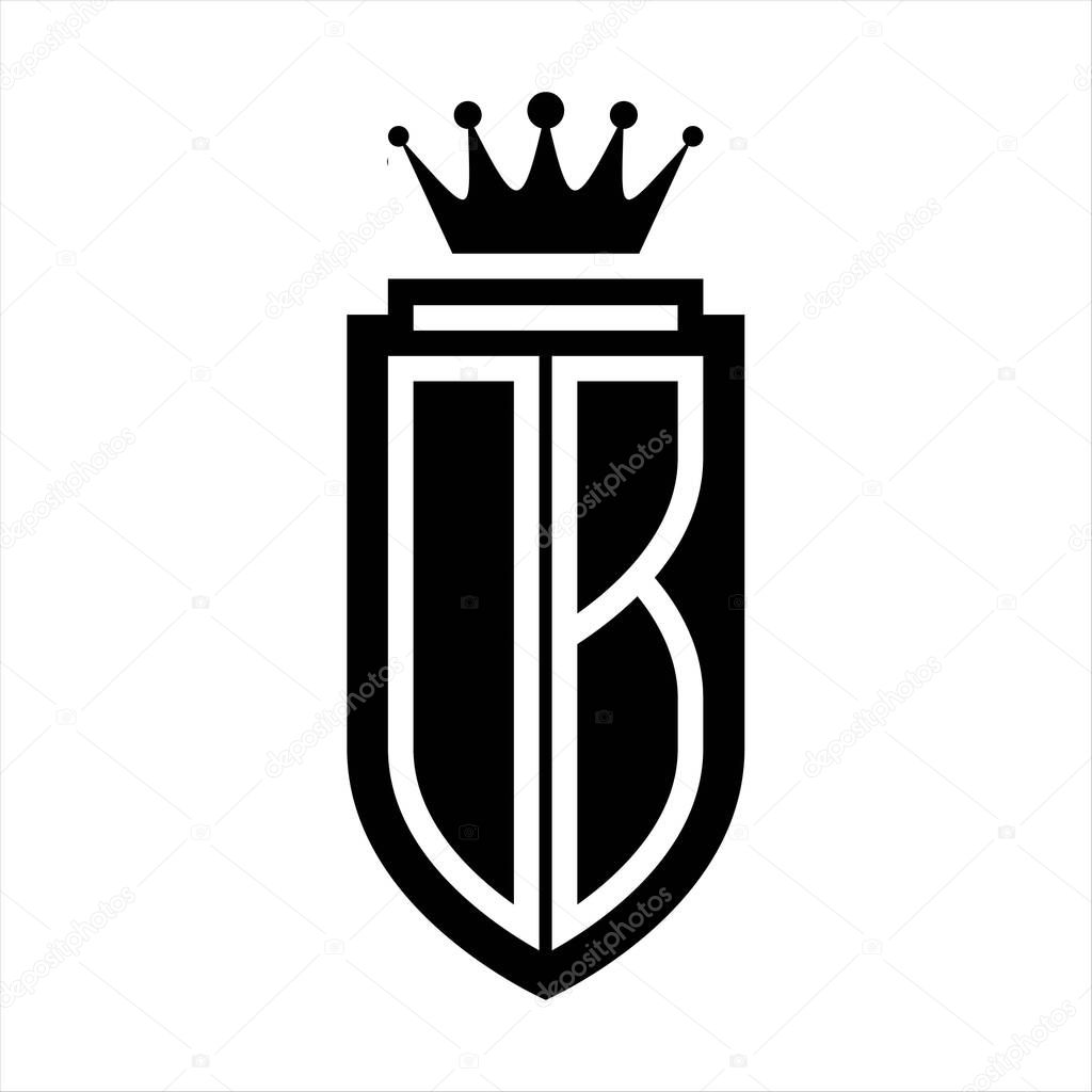 DB Vector logo initials shield with royal crown minimalist, elegant style with inside shield outline