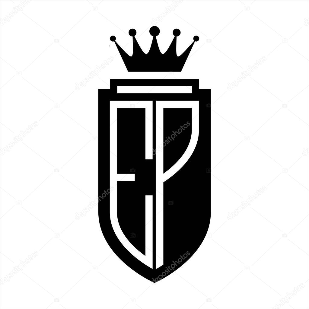 EP Vector logo initials shield with royal crown minimalist, elegant style with inside shield outline