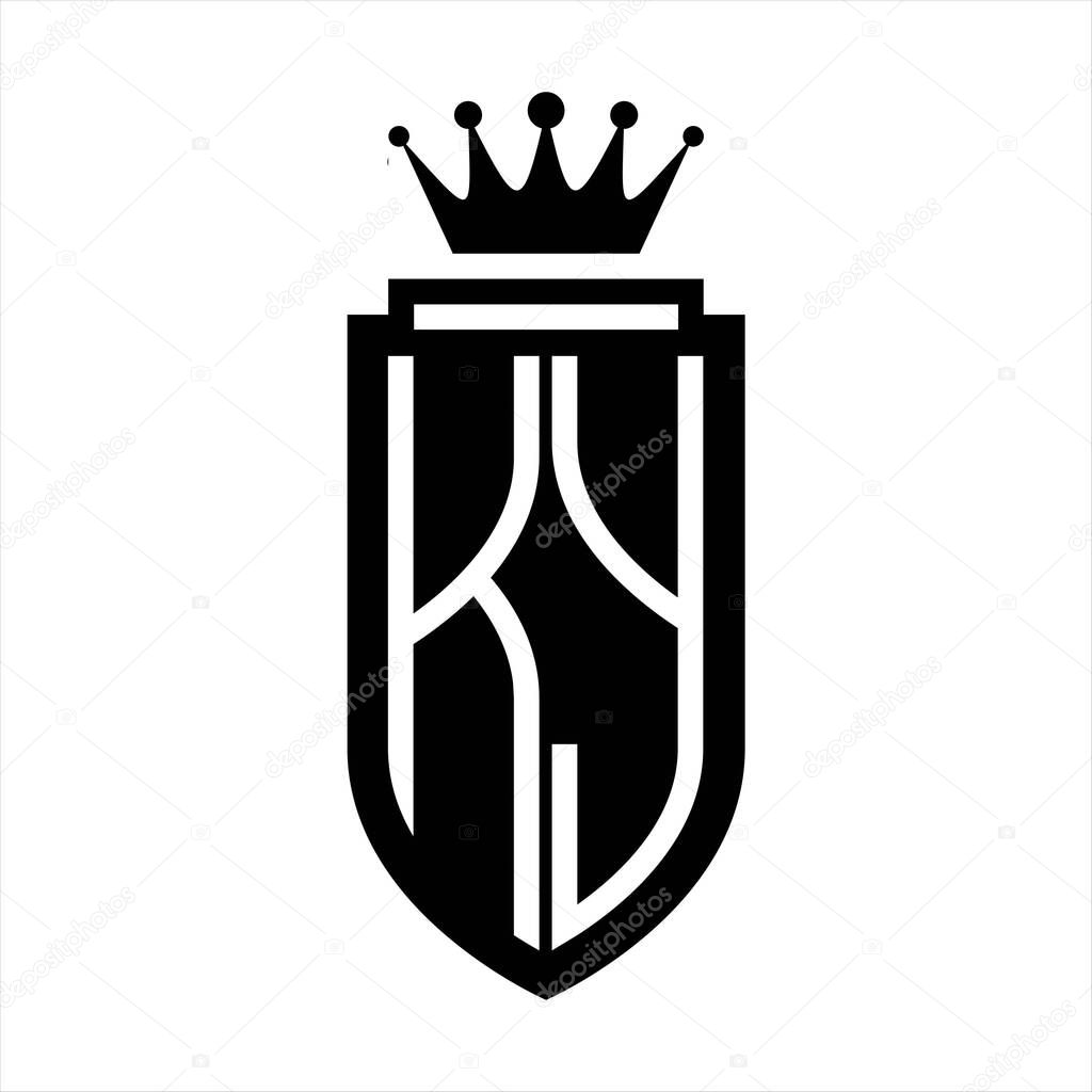 KY Vector logo initials shield with royal crown minimalist, elegant style with inside shield outline