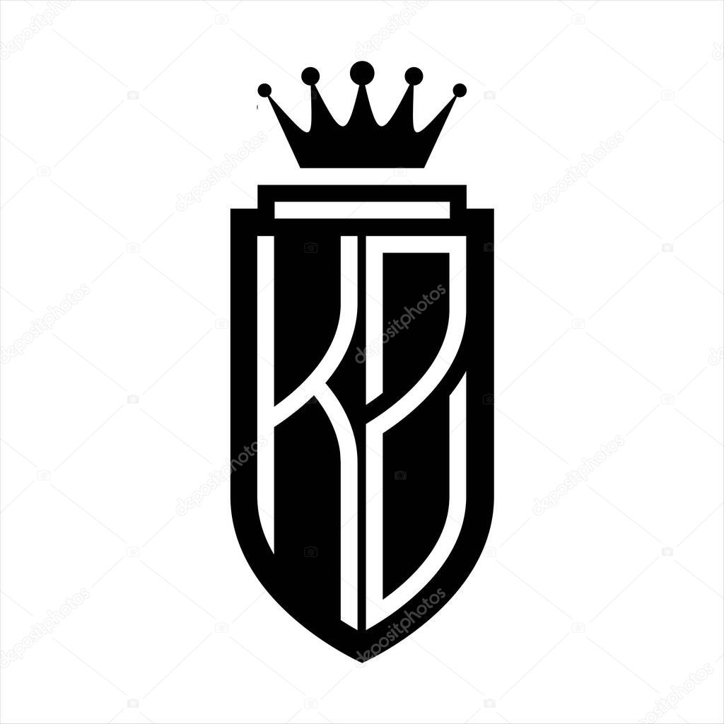 KZ Vector logo initials shield with royal crown minimalist, elegant style with inside shield outline
