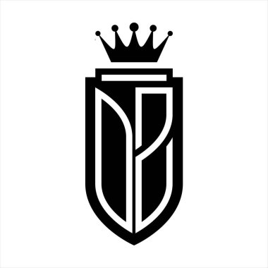 OZ Vektör logosu Kraliyet Taç Minimalist baş harfleri, zarif bir stil ve iç kalkan çizgisi.