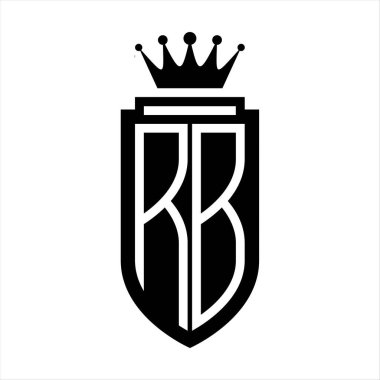 RB Vektör logosu Kraliyet Taç Minimalist baş harfleri, zarif bir stil ve iç kalkan çizgisi.