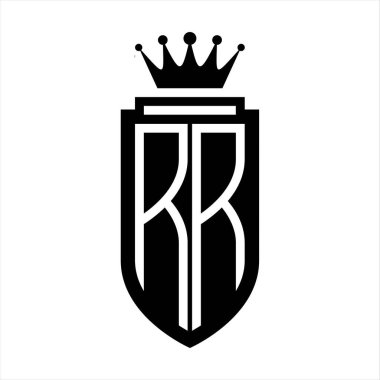 RR Vektör logosu Kraliyet Taç Minimalist baş harfleri, zarif bir stil ve iç kalkan çizgisi.