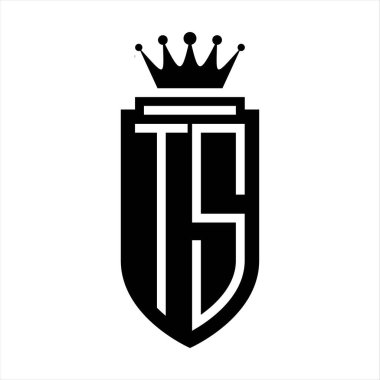 TS Vektör logosu Kraliyet Taç Minimalist baş harfleri, zarif bir stil ve kalkanın iç hatları.
