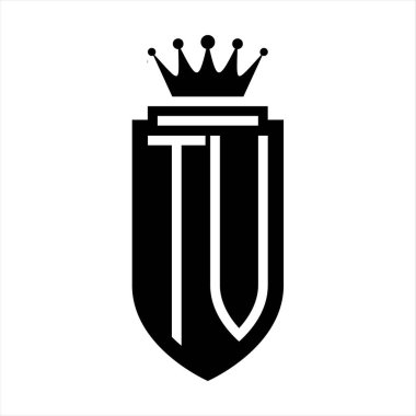 TV Vector logosu Kraliyet Taç Minimalist baş harfleri, zarif bir stil ve iç kalkan çizgisi.