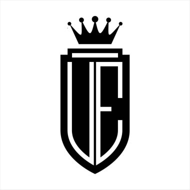 BAE Vektör logosu Kraliyet Taç Minimalist baş harfleri, zarif bir stil ve iç kalkan çizgisi.