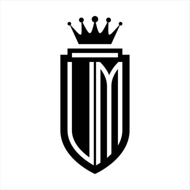 Kraliyet Kraliyet Taç Minimalist baş harfleri olan vektör logosu. Kalkanın iç hatlarıyla zarif bir tarz.