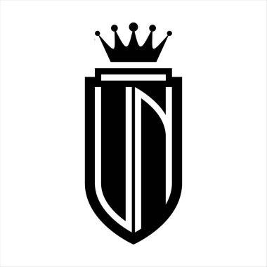 BM Vektör logosu Kraliyet Kraliyet Taç Minimalist baş harfleri, Kalkan çizgisi ile zarif bir stil