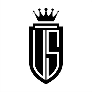 ABD Vektör logosu kraliyet tacının baş harf kalkanı. Minimalist, zarif bir tarzı var.