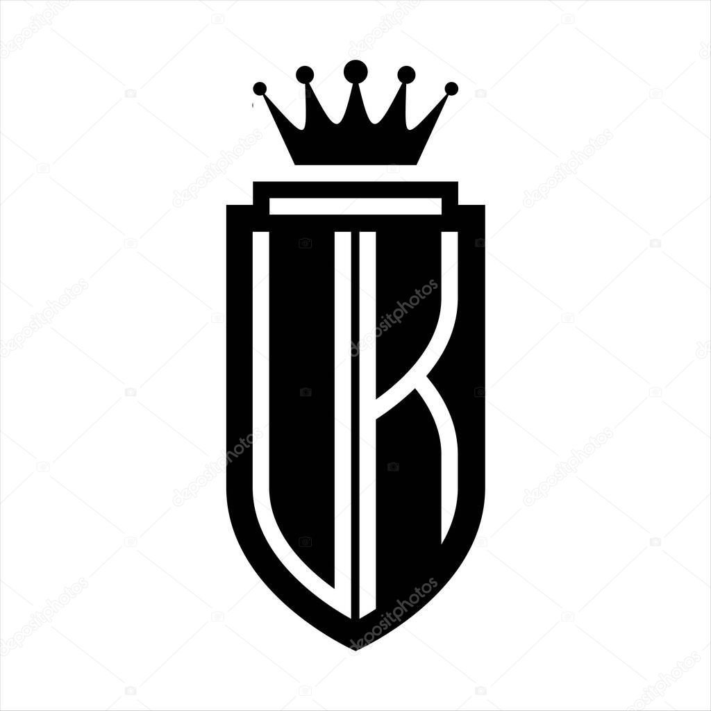 UK Vector logo initials shield with royal crown minimalist, elegant style with inside shield outline