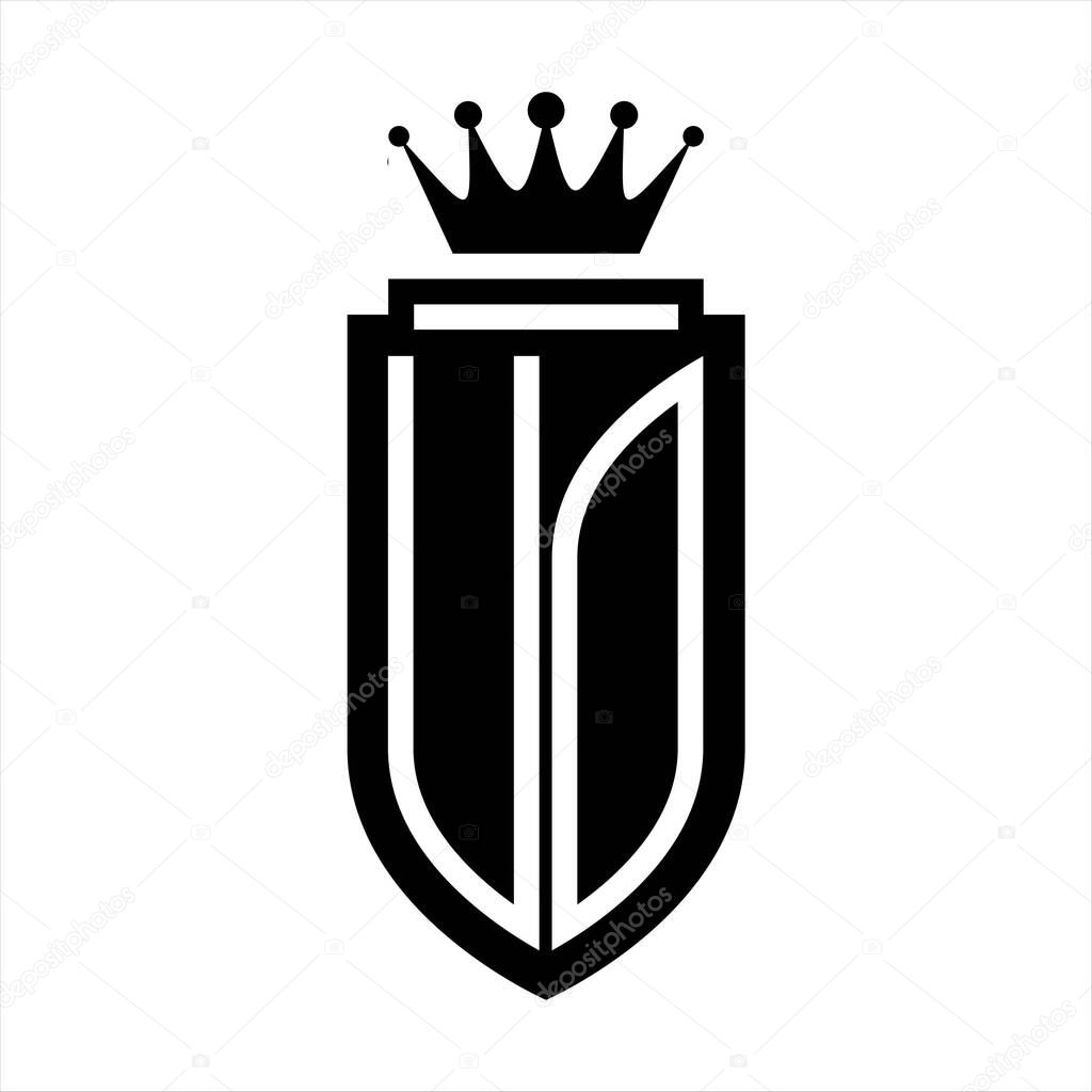 UO Vector logo initials shield with royal crown minimalist, elegant style with inside shield outline