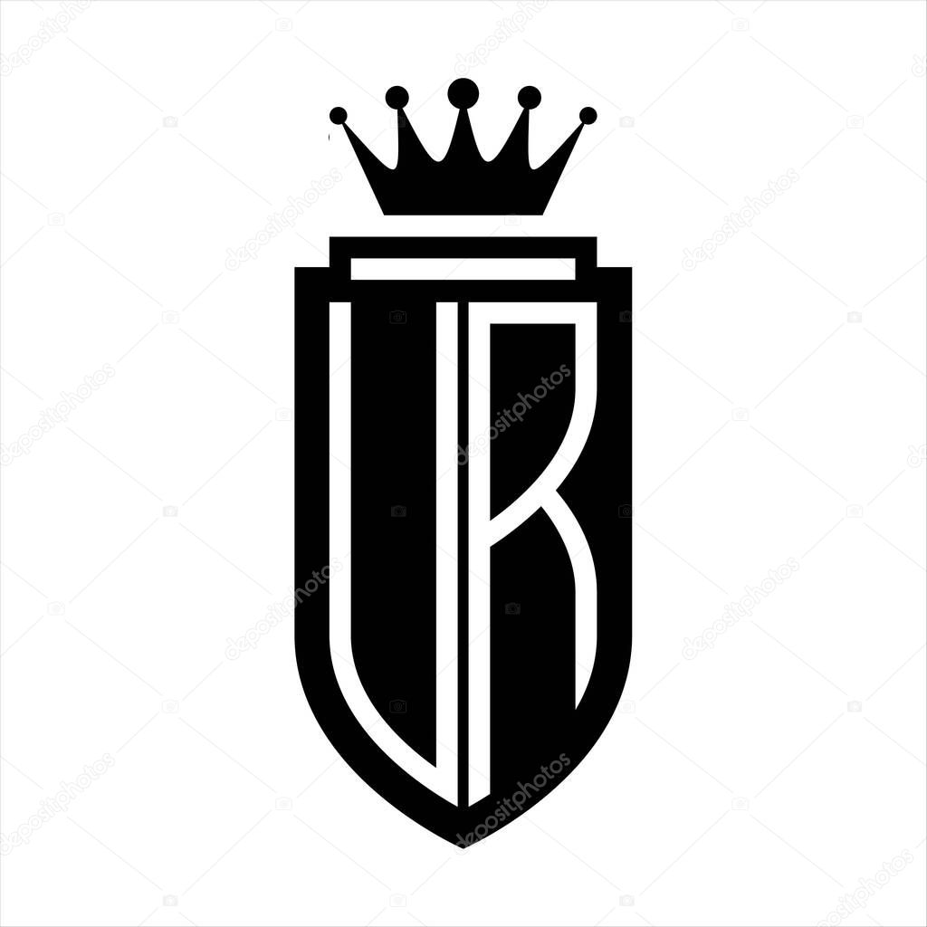 UR Vector logo initials shield with royal crown minimalist, elegant style with inside shield outline