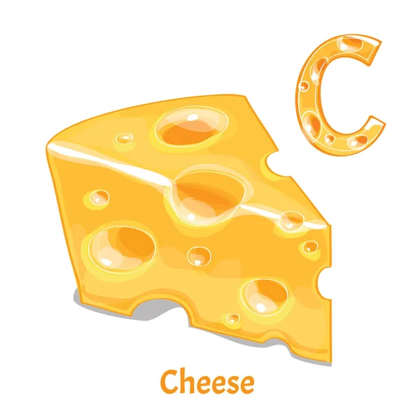벡터 알파벳 문자 C. 치즈 — 스톡 벡터