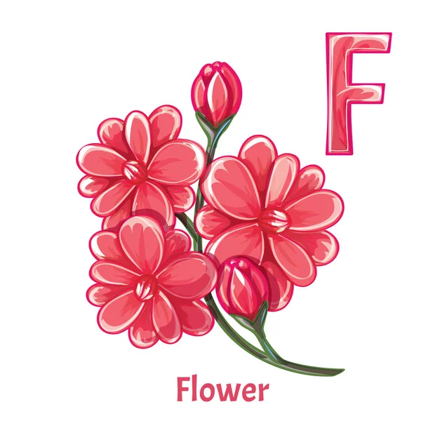 Vector alfabet letter F. bloem — Stockvector
