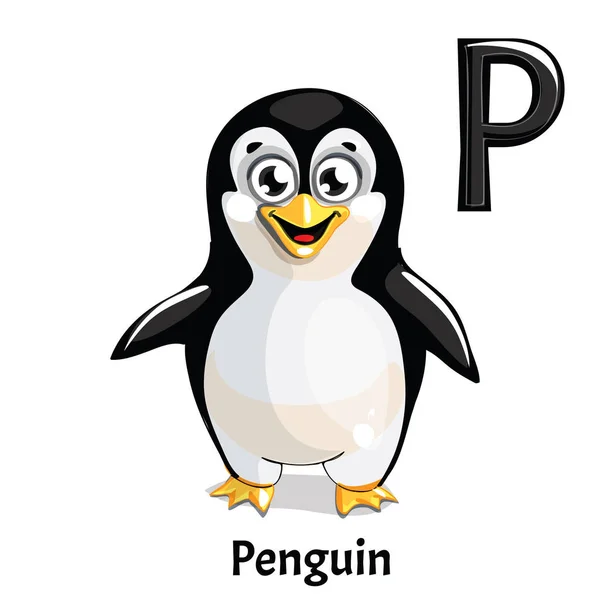 Vector alphabet letter P. Penguin — Stock Vector