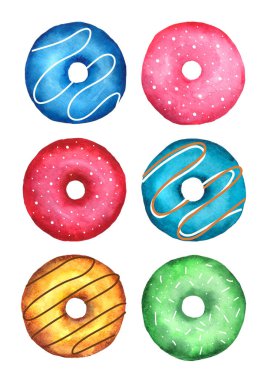 Suluboya çörekler. Suluboya çizimi beyaza izole edildi.