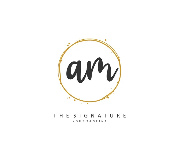 A M AM Initial letter handwriting and signature logo. A concept handwriting initial logo with template element.
