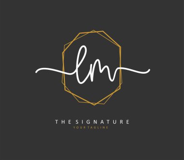 L M LM Initial letter handwriting and signature logo. A concept handwriting initial logo with template element.