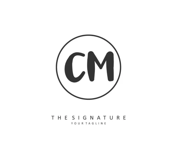 Initiële Brief Handschrift Handtekening Logo Een Concept Handschrift Eerste Logo — Stockvector