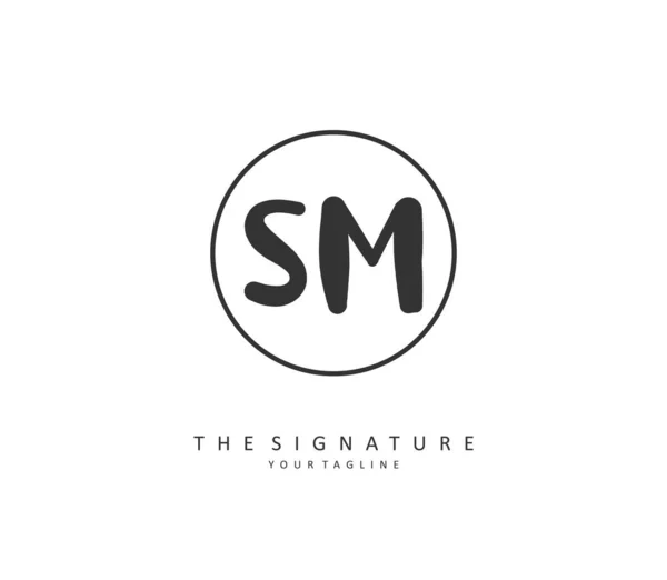 Wstępne Pismo Logo Podpisu Początkowe Logo Pisma Odręcznego Elementem Szablonu — Wektor stockowy
