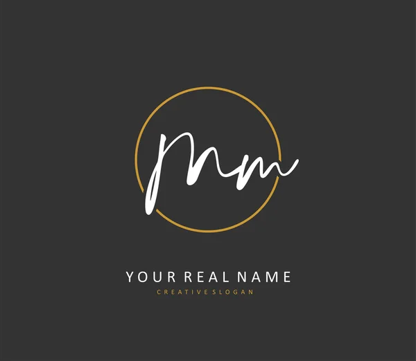 M MM Initial letter handwriting and signature logo. A concept handwriting initial logo with template element.