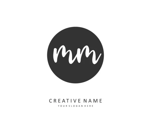 M MM Initial letter handwriting and signature logo. A concept handwriting initial logo with template element.