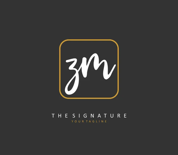 Initiale Buchstabenhandschrift Und Signaturlogo Ein Konzept Handschrift Initial Logo Mit — Stockvektor