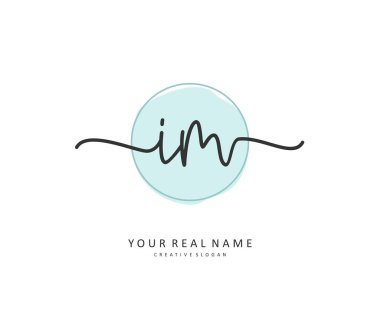 I M IM Initial letter handwriting and signature logo. A concept handwriting initial logo with template element.