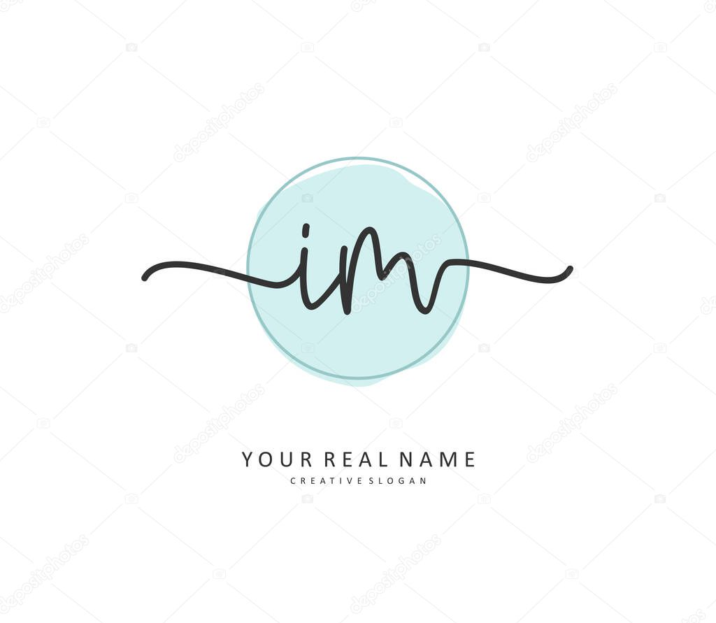 I M IM Initial letter handwriting and signature logo. A concept handwriting initial logo with template element.