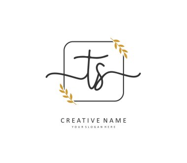 T S T harfinin el yazısı ve imza logosu. Şablon ögesine sahip bir konsept el yazısı logosu.