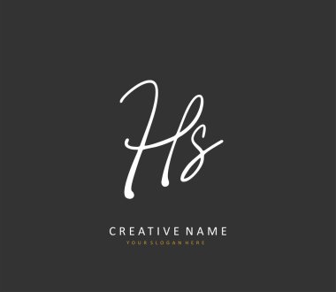 H S S H 'nin ilk harf el yazısı ve imza logosu. Şablon ögesine sahip bir konsept el yazısı logosu.