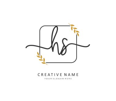 H S S H 'nin ilk harf el yazısı ve imza logosu. Şablon ögesine sahip bir konsept el yazısı logosu.