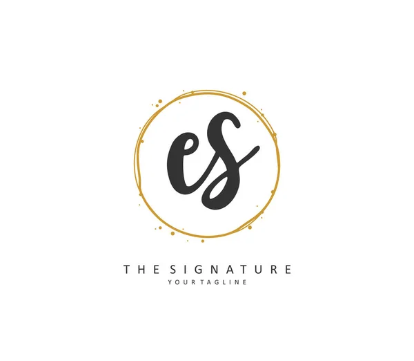 E初期文字の手書きと署名のロゴ テンプレート要素付きのコンセプト手書きの初期ロゴ — ストックベクタ