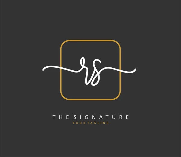 Rイニシャル手紙の手書きと署名のロゴ テンプレート要素付きのコンセプト手書きの初期ロゴ — ストックベクタ
