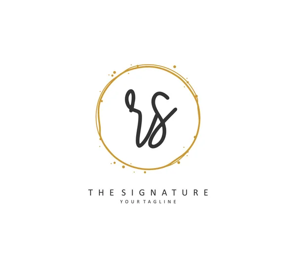 Rイニシャル手紙の手書きと署名のロゴ テンプレート要素付きのコンセプト手書きの初期ロゴ — ストックベクタ