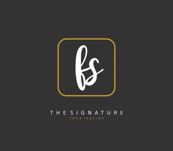 F頭文字の手書きと署名のロゴ テンプレート要素付きのコンセプト手書きの初期ロゴ — ストックベクタ
