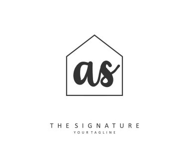 S as ilk harf el yazısı ve imza logosu. Şablon ögesine sahip bir konsept el yazısı logosu.