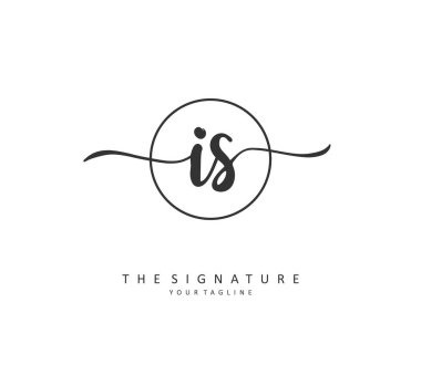 İlk harf el yazısı ve imza logosu. Şablon ögesine sahip bir konsept el yazısı logosu.