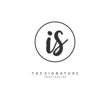 İlk harf el yazısı ve imza logosu. Şablon ögesine sahip bir konsept el yazısı logosu.