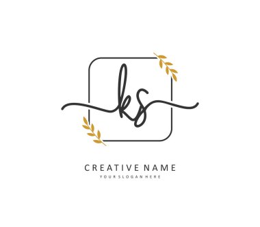 K S K 'nin ilk harf el yazısı ve imza logosu. Şablon ögesine sahip bir konsept el yazısı logosu.